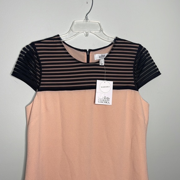 Nwt Belle by Badgley Mischka Cream Black Short Sleeve Dress Sz 14! - Picture 2 of 10